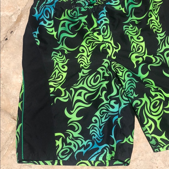 Nike Green Flames Swim Trunks with Liner - Picture 3 of 9